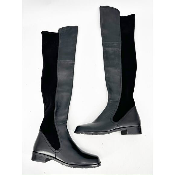Stuart Weitzman Langdon Black Leather Over The Knee Tall Boots Size 7.5B - Picture 1 of 7